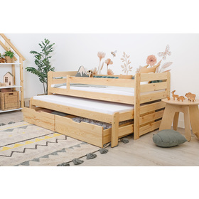 Dječji krevet s pomoćnim ležajem i ogradom Praktik - natural, Ourbaby®