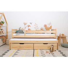 Dječji krevet s pomoćnim ležajem i ogradom Praktik - natural, Ourbaby®