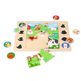 Puzzle 2u1 Farma - slagalica pronađi sjenu