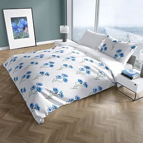 Pamučna posteljina Plavi cvjetovi 140x200cm + 70x90cm