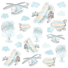 Zidna naljepnica - Avioni i baloni