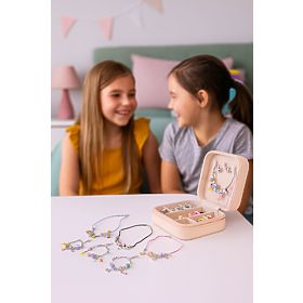 Set za izradu narukvica, ogrlica, privjesaka, perli 66 elemenata + organizator i torba, MULTISTORE