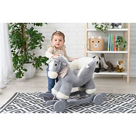 Sivi ljuljački konjić s naslonjačem i kotačima, AdamToys