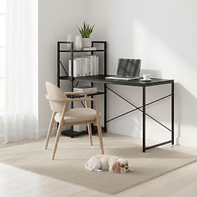 Školski računalni stol 120x60 cm s policom i 3 police crni ModernHome, MODERNHOME