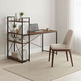 Školski računalni stol 120x60 cm s policom i 3 police tamni orah loft ModernHome, MODERNHOME
