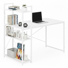 Školski računalni stol 120x60 cm s policom s 3 police bijeli ModernHome, MODERNHOME