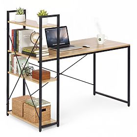 Školski računalni stol 120x60 cm s policom s 3 police loft svijetli hrast ModernHome, MODERNHOME
