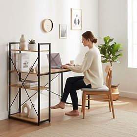 Školski računalni stol 120x60 cm s policom s 3 police loft svijetli hrast ModernHome, MODERNHOME