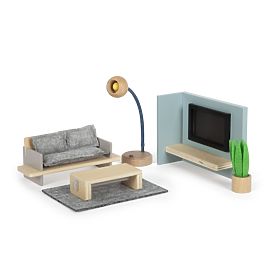 small foot Kućica za lutke s namještajem, prirodna