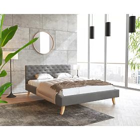 Tapecirani krevet Kalifornia 140 x 200 cm - tamno siva