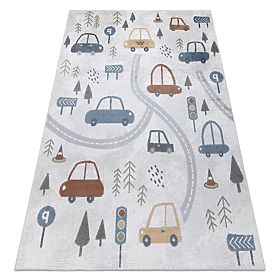 Tepih BONO 8436 Automobili, ulice krem / svijetlosiva - 160x220 cm