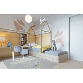 Tepih PASTEL 18409/652 - Oblak srce PTICA Siva KREM tirkizna, F.H.Kabis