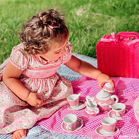 Tidlo Posuđe za piknik u ružičastoj košari, Tidlo