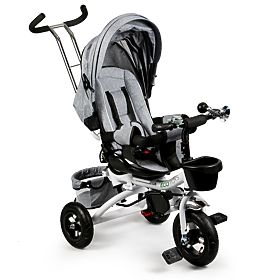 Trokolica rotirajuća za 360° Siva Delux s baldahinom ECOTOYS, EcoToys