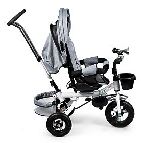 Trokolica rotirajuća za 360° Siva Delux s baldahinom ECOTOYS, EcoToys