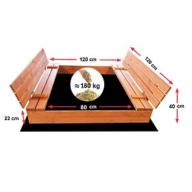 Zatvoreno pješčanik s klupama 120 x 120 - impregnirano