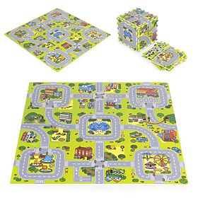 Velika EVA pjenasta podloga za djecu Grad 90,5x90,5 cm 21 kom ECOTOYS