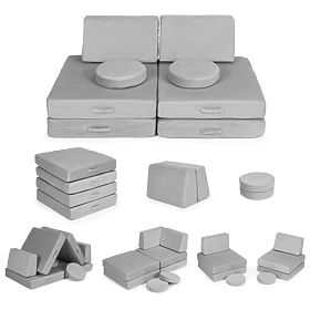 Velika modularna sklopiva sofa za djecu DIY 8 mekih jastuka - siva ECOTOYS