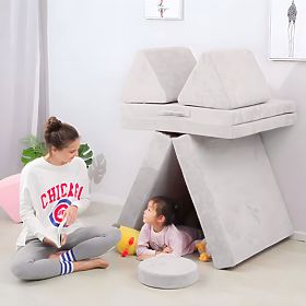 Velika modularna sklopiva sofa za djecu DIY 8 mekih jastuka - siva ECOTOYS