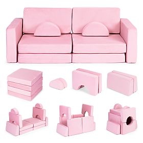 Velika modularna sklopiva sofa za djecu za 2 osobe DIY 10 mekih jastuka - ružičasta ECOTOYS