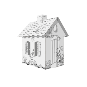 Dječja kućica od kartona s dimnjakom - Medvjed